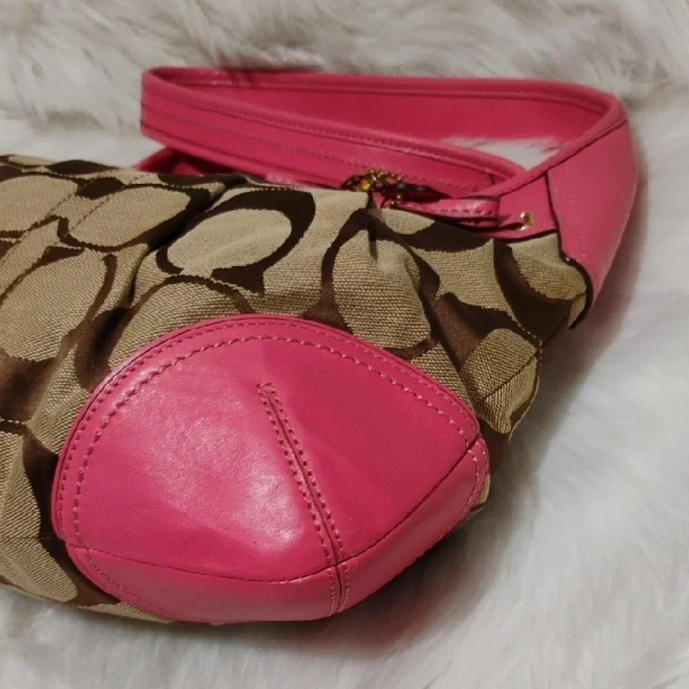 SALE! RARE! Coach Pink 🩷 Brown Signature Vintage Shoulder Bag W Hangtags - Picture 8 of 16
